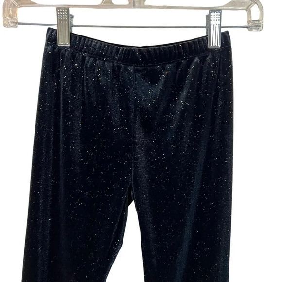 Epic Threads Black Velour Glitter Sparkle Leggings Medium Elastic Waist Pull On - Picture 3 of 3